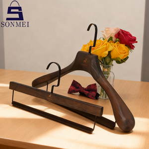 Chất lượng cao khắc logo sang trọng quần áo bằng gỗ móc phù hợp với tùy chỉnh gỗ móc cho hàng may mặc hiển thị - Product Image 6