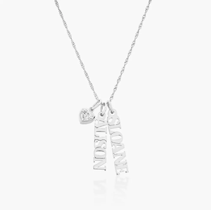 Collana Jietao in Acciaio Inox Placcato Oro 18K con Barra Verticale Personalizzabile per Nome e Data, Charm a Cuore con Zirconi e Catena Intrecciata, Gioielli Personalizzati per Donne - Product Image 4