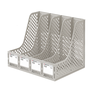 <span class=keywords><strong>COMIX</strong></span> Porte-revues en plastique épais blanc à quatre compartiments, organiseur de documents de bureau grande capacité pour usage professionnel - Product Image 2