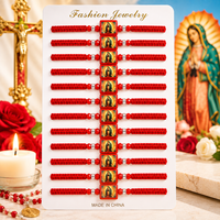 Bracelet en gros de Notre-Dame de Guadalupe rouge, fait main, religieux, catholique, tressé, lot de 12 pièces, bijoux cadeau chrétien