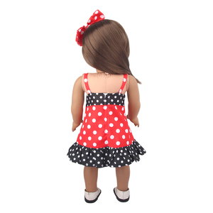 Tự Do Bạch Tuộc Phổ Biến Màu Đỏ Và Trắng Polka-Dot 18 Trong Bé Cô Gái Búp Bê Dresses Quần Áo Với Bow Knot Harpin - Product Image 4