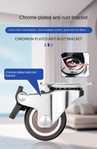 Roulettes pivotantes miniatures auto-adhésives à double mouvement de plage, en caoutchouc TPR souple, silencieuses, de 1 pouce (1 po), avec couvercle lumineux - Product Image 5