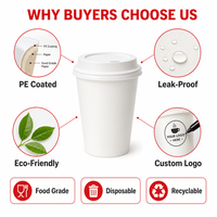 Gobelet en papier à café à paroi simple, blanc uni, 8 oz, avec revêtement PE, personnalisable, qualité alimentaire, vente en gros, offre spéciale