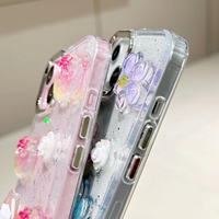 Coque de téléphone portable de luxe de conception de goutte de fraise de fleur de cristal tridimensionnelle de boutique pour iPhone15ProMax/12/11/14