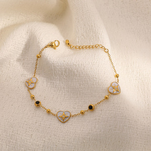 Pulsera de Diamantes en Forma de Corazón, Chapada en Oro de 18k, Joyería para Uso Diario de Mujer - Product Image 2