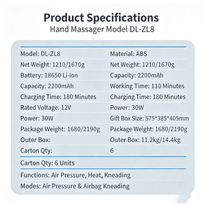 เครื่องนวด<span class=keywords><strong>มือ</strong></span>แบบไร้สาย พร้อมความร้อนและการบีบอัดอากาศ สำหรับบรรเทาอาการปวดข้ออักเสบและโรคอักเสบในอุโมงค์ข้อมือ - Product Image 5