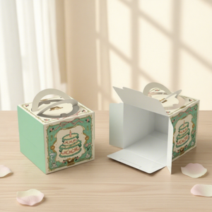 Boîte à gâteau portable avec poignée, emballage jetable pour pâtisserie, boîte cadeau alimentaire pour fête d'anniversaire et mariage - Product Image 5