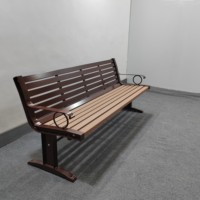 Parc moderne en bois long banc public chaise banc de jardin extérieur métal acier inoxydable mobilier d'extérieur banc de patio