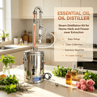 Petite machine de distillation d'huile de rose, mini distillateur de bureau en acier inoxydable pour la fabrication artisanale d'huiles aromatiques à domicile
