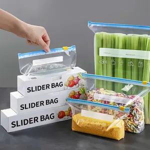 أكياس بلاستيكية مخصصة لتخزين الطعام قابلة لإعادة الاستخدام شفافة بلوري بي منزلق سحاب كيس بولي