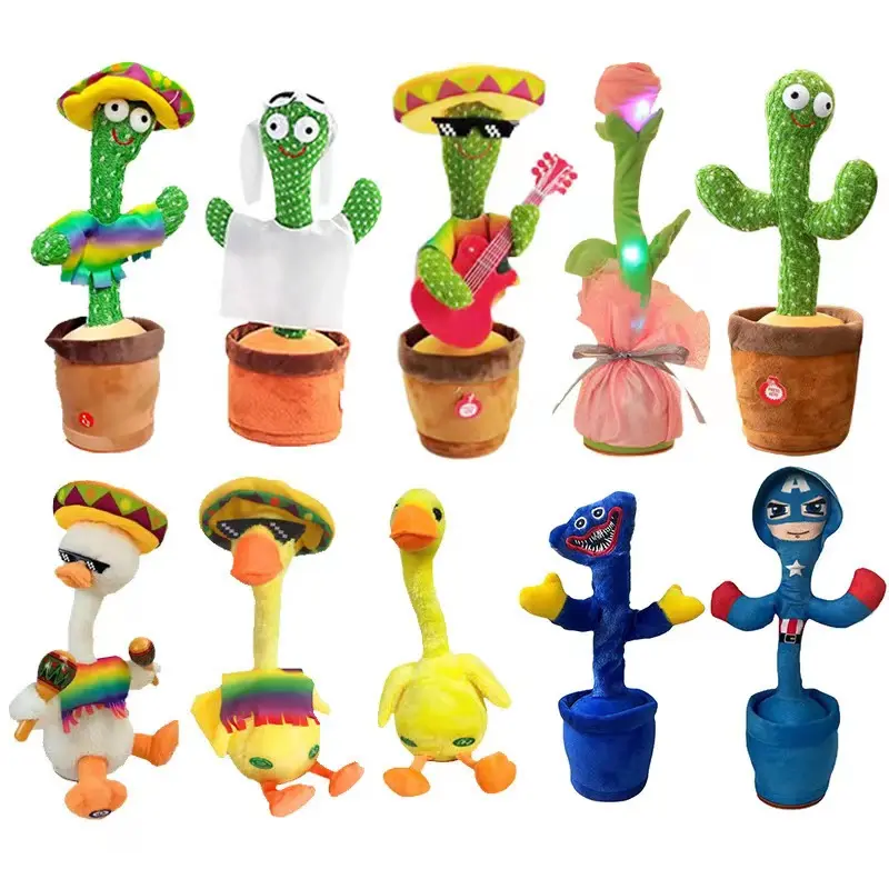 Customized Hot Sale 32cm Soft Dancing Cactus Plush Toy Cartoon Factory Cheap Cactus Singing Dancing Talking Plush Toys for Kids