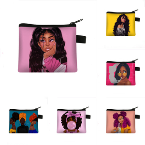 Trousse de <span class=keywords><strong>Maquillage</strong></span> Portable Noire pour Filles Afro-Américaines, Sacs Cosmétiques Élégants pour Femmes avec Fermeture Éclair, Style National - Product Image 1
