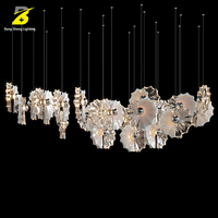 Luminaire de plafond LED en verre cascade Bang Sheng - Décoration florale artistique pour les espaces commerciaux haut de gamme