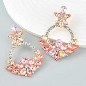 Kaimei 2022 orecchini moda gioielli strass orecchini fiore orecchini da donna esagerati con diamanti colorati placcati oro - Product Image 2