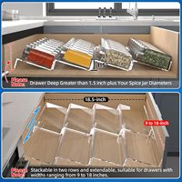 Organisateur de tiroir à épices en acrylique transparent personnalisable avec assemblage DIY et design