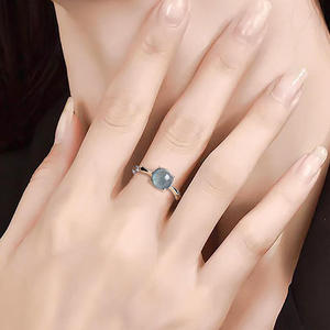 หยกธรรมชาติสีน้ำเงิน บลูวอเตอร์ เอ้กนู้ดเดิลริง เงินแท้ S925 เครื่องประดับผู้หญิง ดีไซน์ดั้งเดิม สไตล์จีน รุ่น D804 - Product Image 5