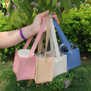 Borraccia portatile in pelle a tracolla e portabottiglie da tè/caffè in vetro e porta tazze - Product Image 2