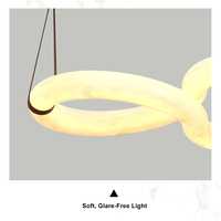 Lustre suspendu pour salle à manger, style minimaliste nordique, boucle infinie, alabâtre naturel, cuivre massif, LED 80W, angle de faisceau 360°