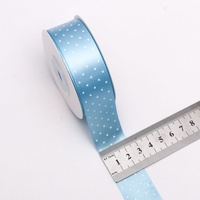 Ruban de luxe en polyester imprimé à pois fins, largeur 2,5 cm, simple face, pour nœuds papillon, emballage cadeau DIY, bouquets de fleurs