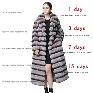 Fashion 2023 New Innovations Long Faux Rabbit Fur Chinchilla Trench Fur Coats For Women