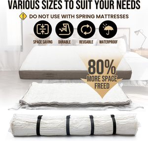 Sacs de rangement sous vide modernes et écologiques pour matelas en mousse plastique pliables, gain de place, Queen/Full/Full-XL, bleus, avec fermeture éclair, pour salon - Product Image 4