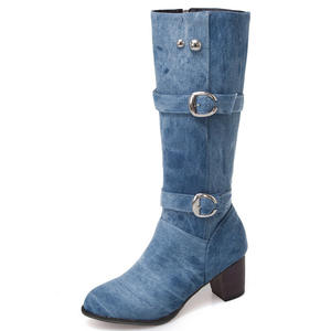 Bottes à talons hauts pour femmes en denim style <span class=keywords><strong>cowboy</strong></span>, collection automne/hiver 2025, grandes tailles - Product Image 6