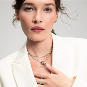 Collares de Joyería Fina CANNER Versátiles de Plata de Ley S925 con Incrustaciones de Turquesa Blanca y Circonita 5A, Diseño Curvo Simple - Product Image 3
