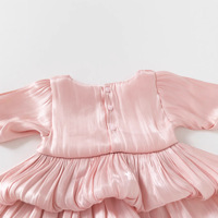 Robe d'automne rose brillante avec nœud pour bébé fille, tenue de princesse pour fête, combinaison pour célébration du 1er anniversaire