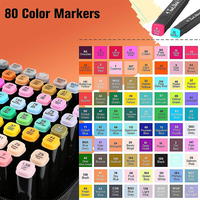 Ensemble de marqueurs à encre alcoolisée multicolores à double pointe, pointe large et fine, fournitures artistiques pour le dessin et la coloration