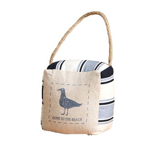 Butée de porte carrée en coton et lin, design côtier, artisanat décoratif pour la maison - Product Image 4