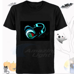 Directamente de fábrica, fiesta de música, venta de camiseta activada por sonido, luz led arriba abajo, ecualizador intermitente, Panel EL con Sensor inalámbrico - Product Image 3