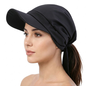 Visière large pour femme 2026, couleur unie, avec sangles, respirante et confortable, protection solaire extensible - Product Image 4