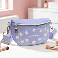 Sac banane élégant à motif floral en cuir PU, sac de poitrine et bandoulière pour femme, idéal pour les activités de plein air, le shopping et le sport
