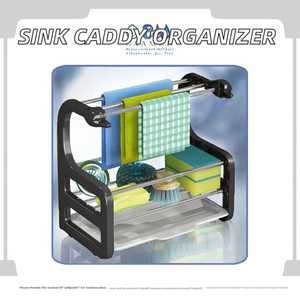 Organisateur d'évier de cuisine antidérapant pour éponges, savons, brosses et torchons, support de rangement et égouttoir d'évier en acier inoxydable simple - Product Image 2