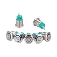 Interrupteur à bouton-poussoir momentané à tête haute en métal éclairé par LED de 19 mm, étanche IP65/IP67, 12V-250VAC 1NO1NC