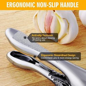 Premium Manual Stainless Steel Kitchen Garlic Press Set Detachable Heavy-Duty Rust-Proof Design Ergonomic Handle <b>Vegetables</b> <b>Tool</b> - Product Image 3