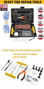 Kit de Herramientas de Emergencia para Automóvil, 100 Piezas, Kit de Reparación de Pinchazos de Neumáticos, Kit de Reparación de Neumáticos de Bicicleta y Motocicleta - Product Image 4