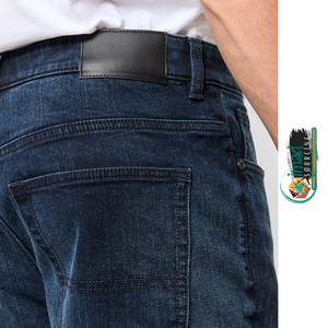 Jean en denim de coton pour homme, coupe droite, délavé foncé, taille mi-haute, coupe classique, décontracté, pour l'automne et le quotidien - Product Image 4
