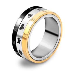 Anillo Ajustable de Tres Hilos de Acero Inoxidable de 8mm con 12 Animales del Zodiaco Giratorios para Mujer, Joyería de Regalo - Product Image 1