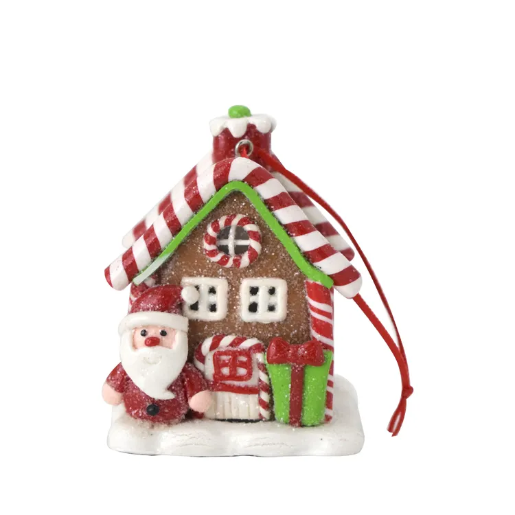 Custom Decoration Polymer Clay Craft Christmas Gingerbread lighted Man House