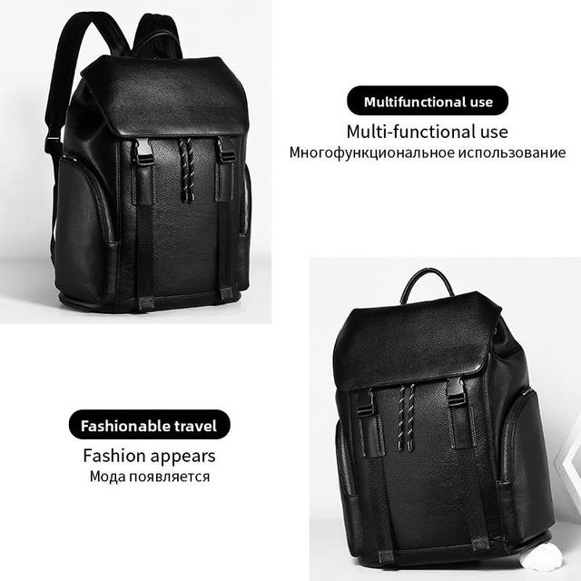 Wholesale Premium Office Travel Back Pack Trolley 15.6 Inch Laptop Customized Luxury Genuine Leather Man Casual Backpack