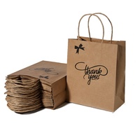 Sacs en papier kraft blanc/marron avec poignée pour les achats en magasin