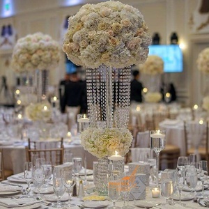 <strong>Wedding</strong> <strong>Table</strong> <strong>Top</strong> <strong>Decorations</strong> Round Shape Flower Arrange Centerpieces Glass Hanging Crystals Flower Stands Wholesale - Product Image 1
