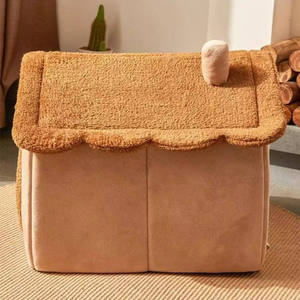 Cute House Shaped Pet <b>Bed</b> Winter Warm Plush <b>Nest</b> for Cats Small Dogs Removable Washable Cover Non-Slip Bottom All Season Use - Product Image 6