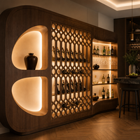 Armoire à vin en bois massif écologique sur mesure, bar à vin moderne de luxe avec porte vitrée et éclairage LED pour la maison, salon
