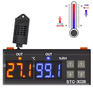 Thermoregulator Inkubator Pengontrol Suhu dan Kelembaban, Termostat Digital Tampilan LCD 220V/24V/12V STC-3028