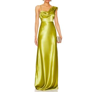 Robes de Soirée Maxi Élégantes en Satin Mat Extensible Tissé pour l'Été, Modèle Épaules Dénudées - Product Image 1