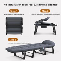 Lit de camping pliable avec matelas épais, lit de couchage portable, poche de rangement, durable, respectueux de l'environnement, pour l'extérieur