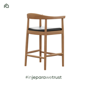 High Quality Modern Solid Teak Wood Counter Height Curved Open Back Barstool Hotel Commercial Outdoor Dining Living Room Use - Product Image 4