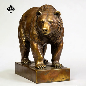 Sculpture d'ours brun en bronze grandeur nature pour décoration de jardin extérieur, statue animale en <span class=keywords><strong>laiton</strong></span> moulé, art paysager pour parc - Product Image 2